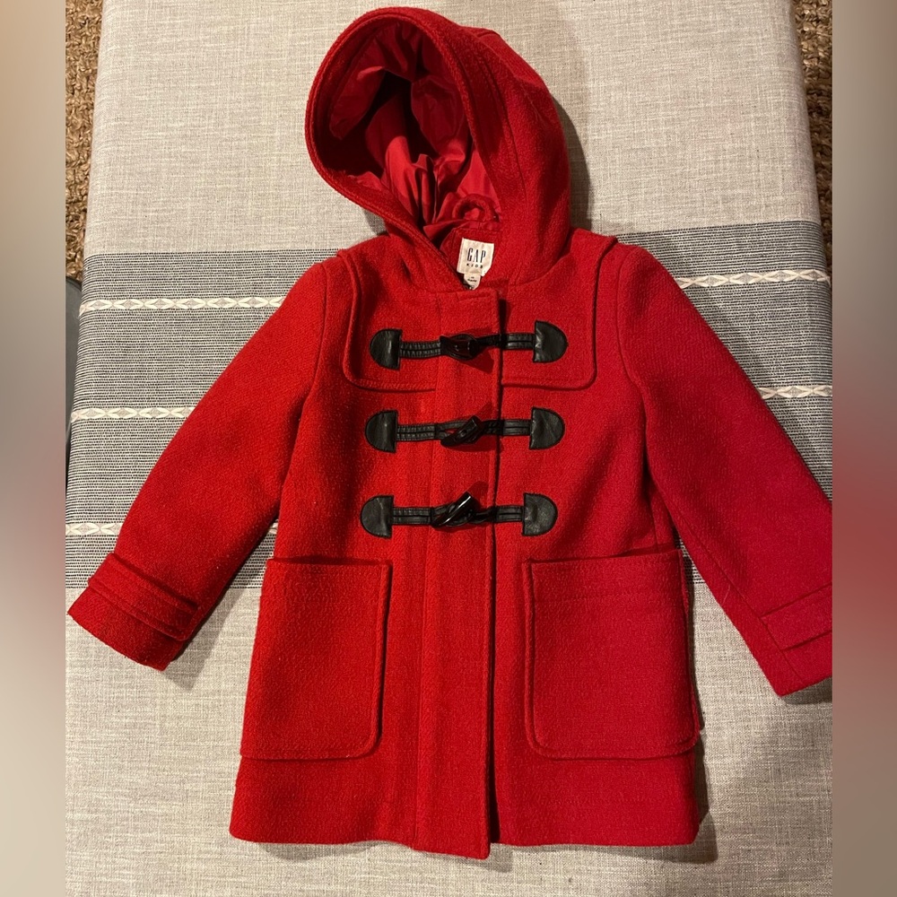Girls Red Wool Pea Coat